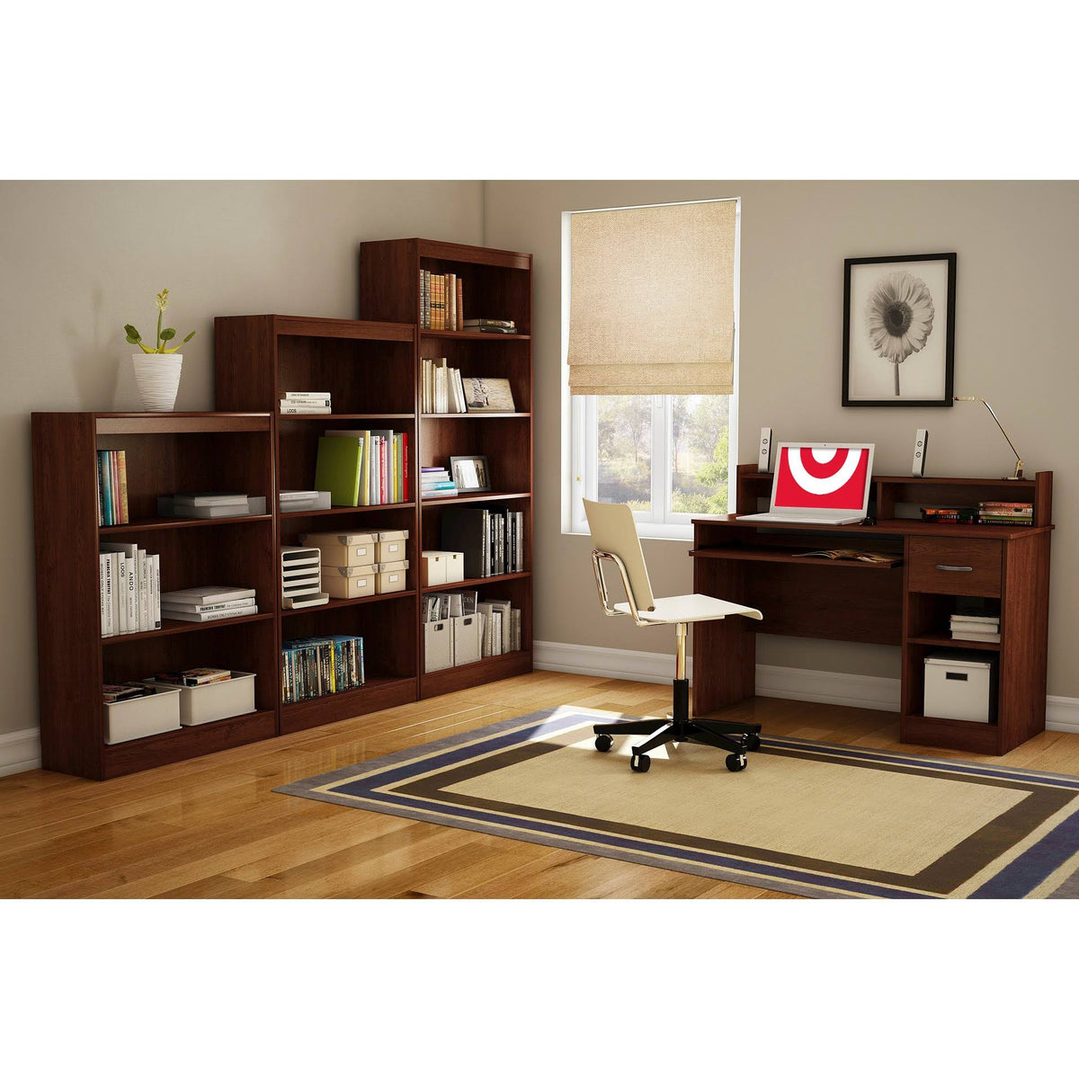 Royal Cherry 3-Shelf Bookcase S804221