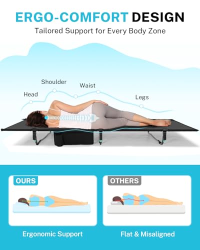 31.5" Extra Wide Camping Cot with Breathable Mesh Fabric X1590