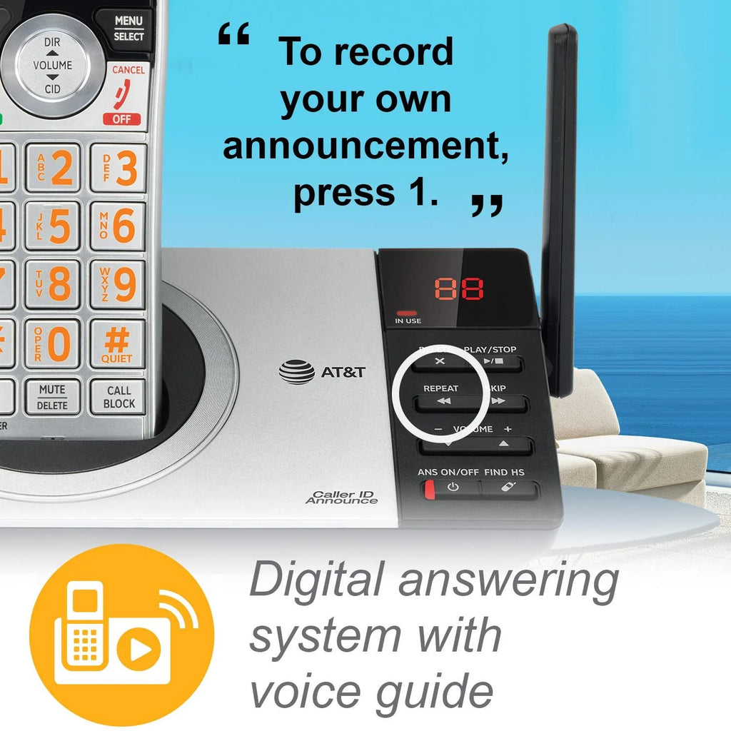 Silver/Black DECT 6.0 Expandable Answering System with 4 Handsets Q72809