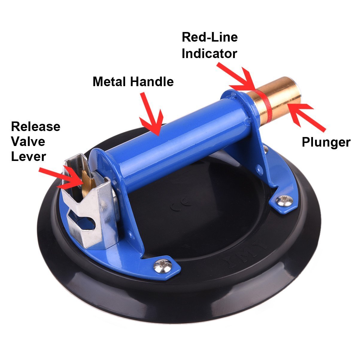 8 Glass Suction Cup Vacuum Glass Lifter with Metal Handle and Brass Pump H6189