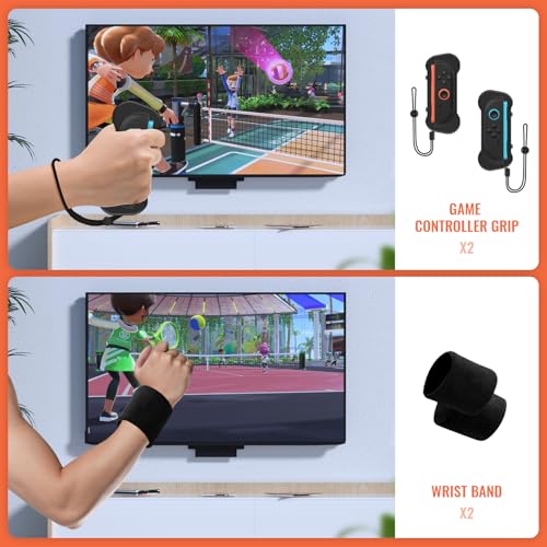 Switch Sports Games Accessories Bundle, 10 in 1 Family Party Pack with Tennis Rackets, Golf Clubs, Leg Straps & Joycon Grips I466144