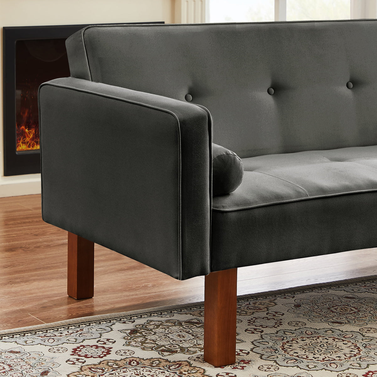 Grey Linen Futon Sofa Bed I1788
