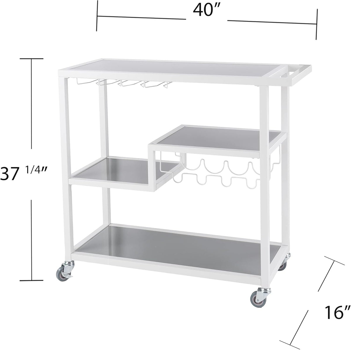 White Bar Cart with Wheels R3658