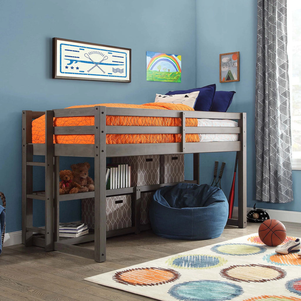 Black Twin Loft Storage Bed W85771