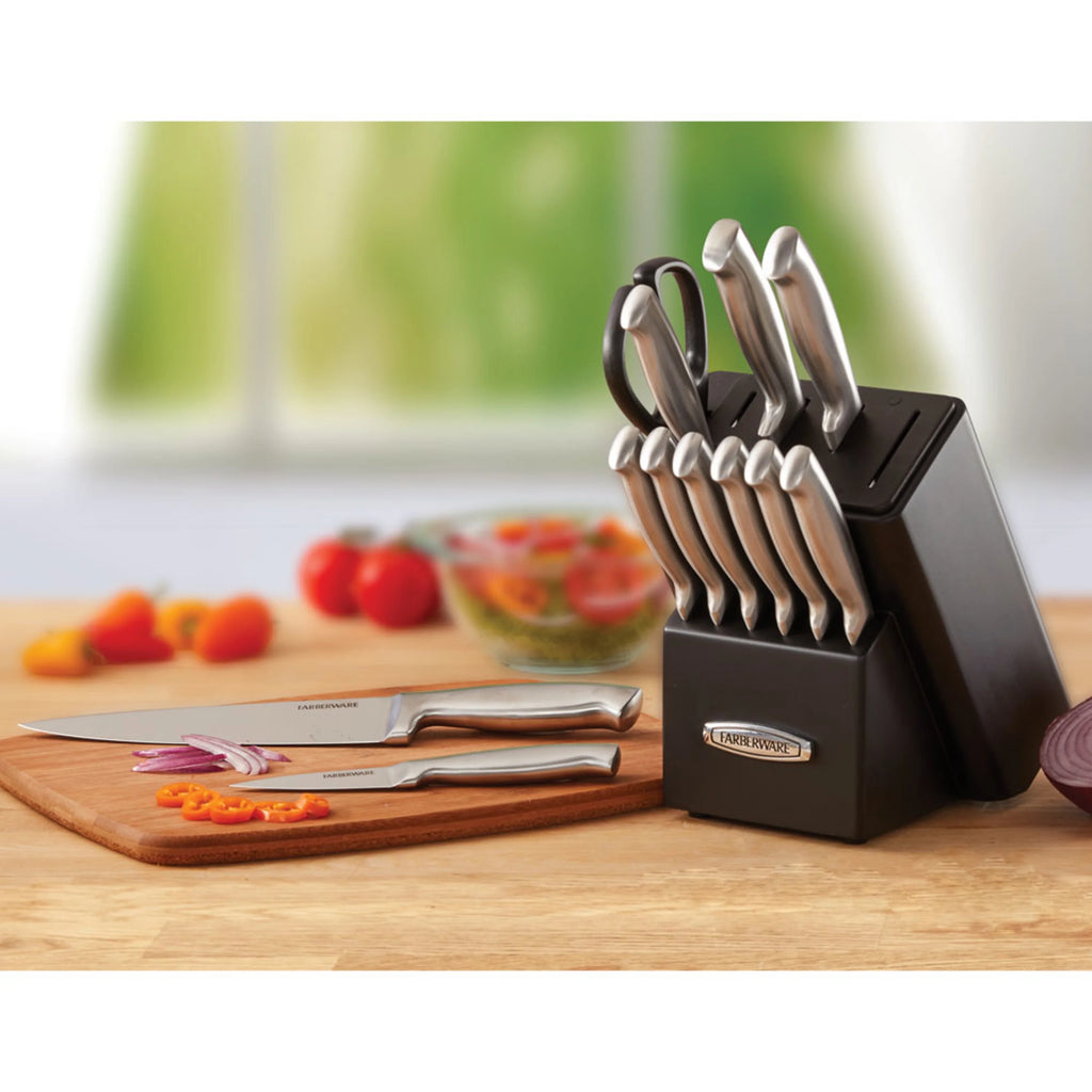 13 Piece Self-Sharpening Knife Block Set in Black O367