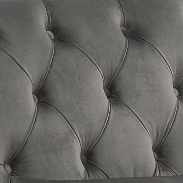 Grey Velvet Tufted Lounge Chair with Matching Pillow X522
