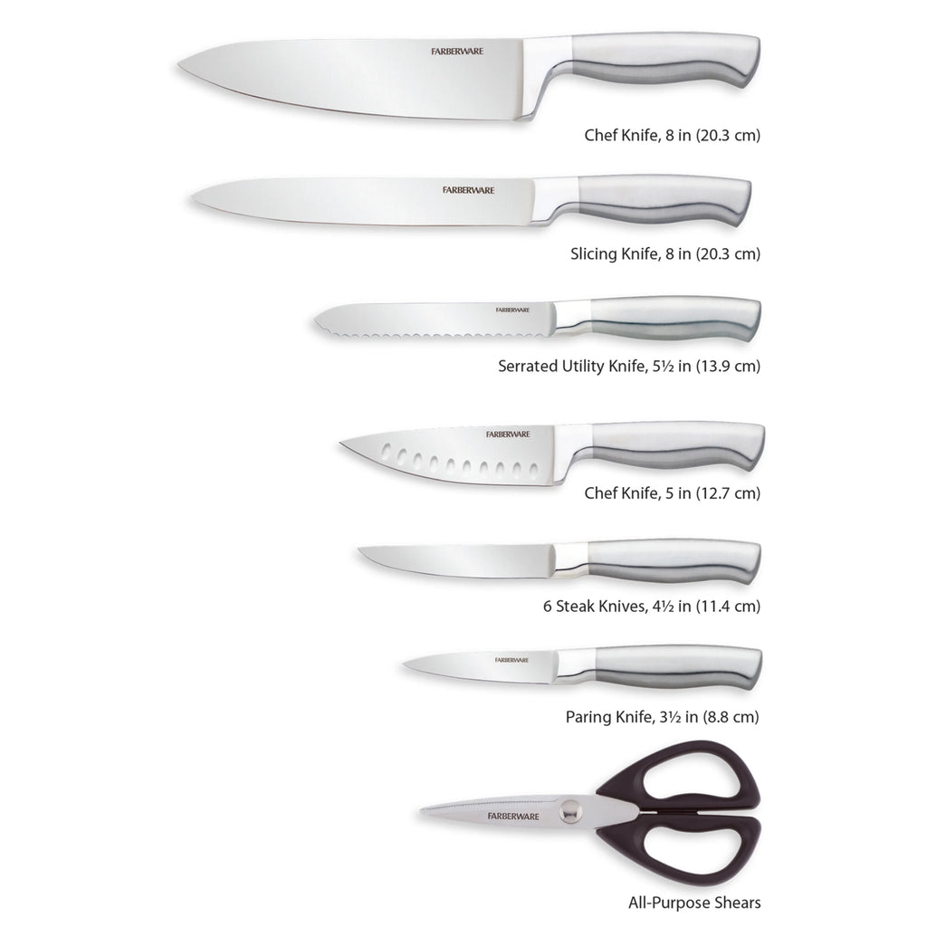 13 Piece Self-Sharpening Knife Block Set in Black O367