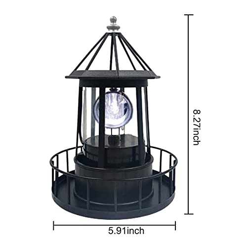 Solar Powered Lighthouse 360 Degree Rotating Waterproof Garden Statue Light A90200