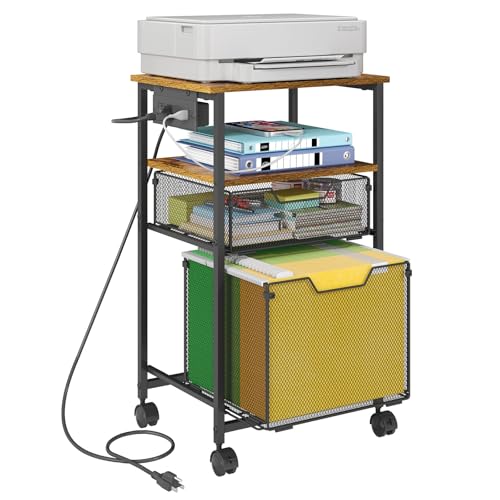 4-Tier Rolling File Cart with 2 Drawer K1000