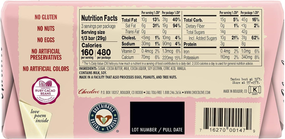 Ruby Chocolate 34% Cacao 3.2oz Bar 6 Pack D109384