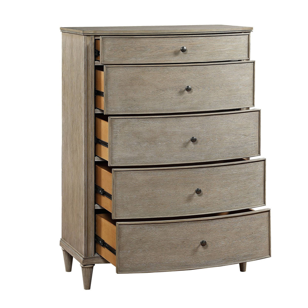 Light Gray Wooden 5 Drawer Chest L750