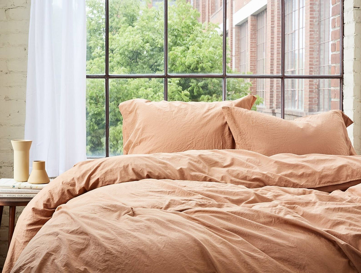 Organic Crinkled Percale Duvet Cover King Pewter K234562