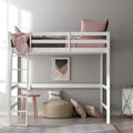 White Wood Full Loft Bunk Bed with Ladder M639