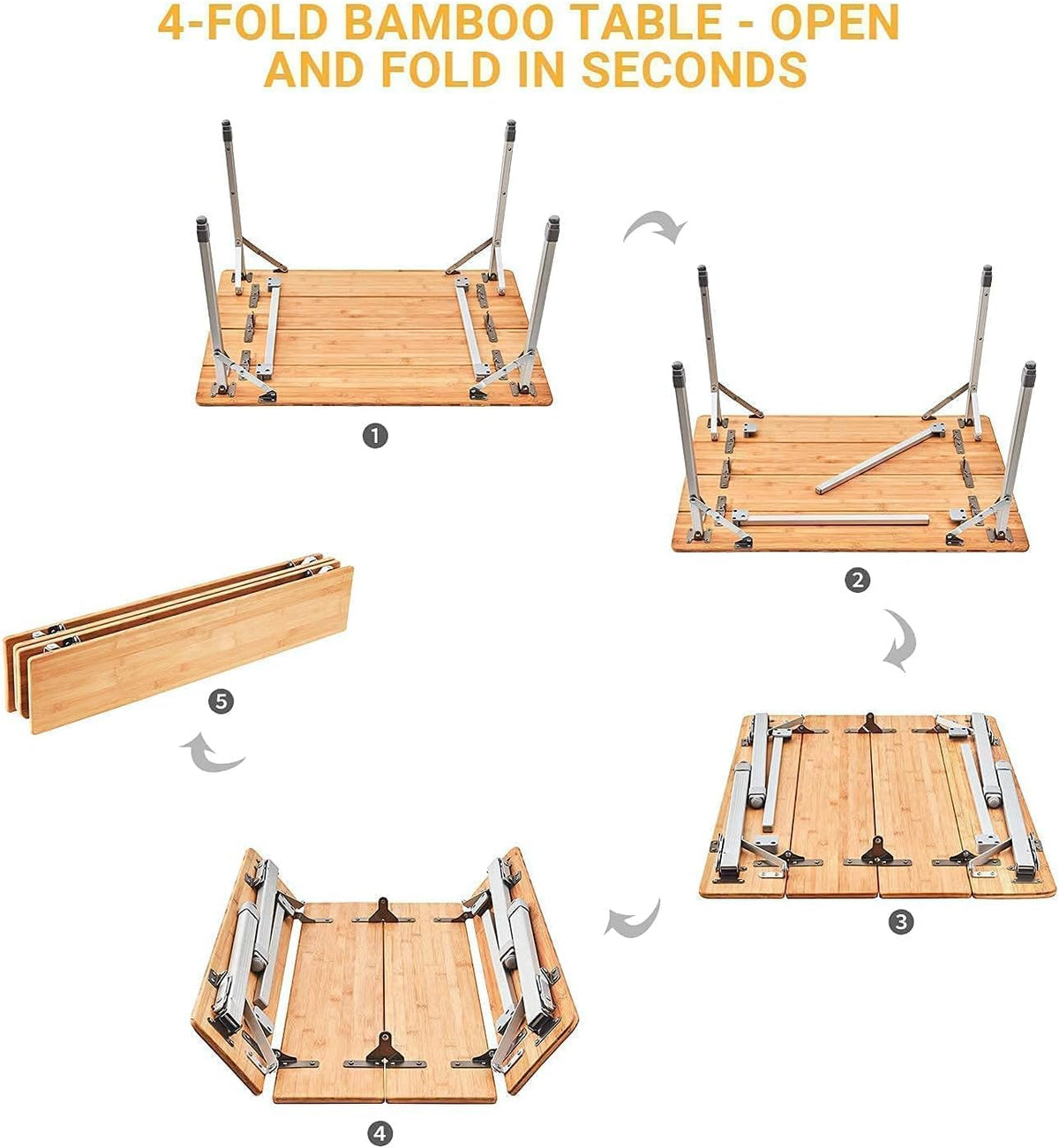 Bamboo Folding Camping Table with Carry Bag H4838