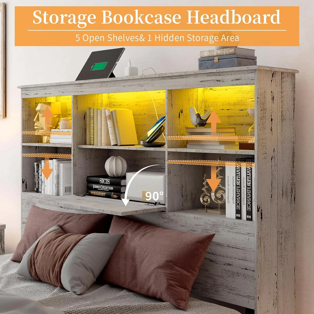 Queen Size Wood Storage Bed with 4 Drawers J568