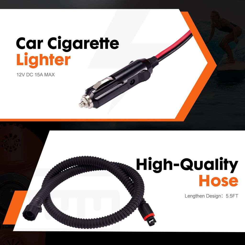 18PSI Electric Portable Air Pump with Auto-Off Function, 12V DC Car Connector and Hose, Pack of 2 Z832