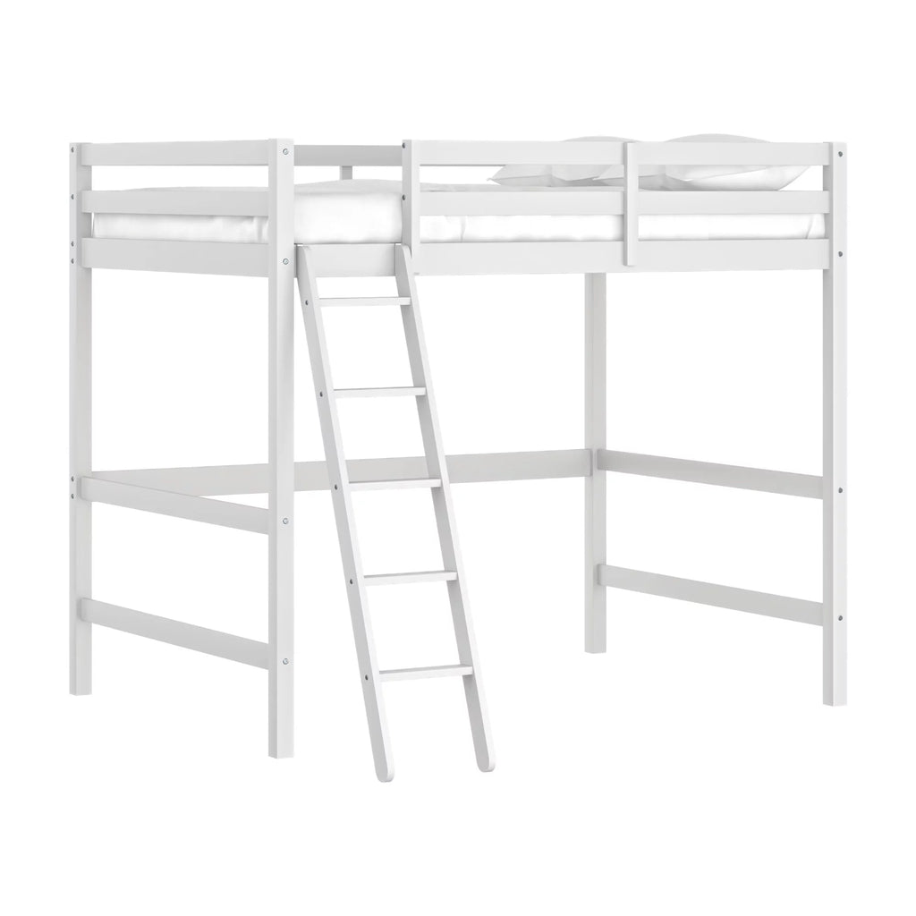 White Wood Full Loft Bunk Bed with Ladder M639