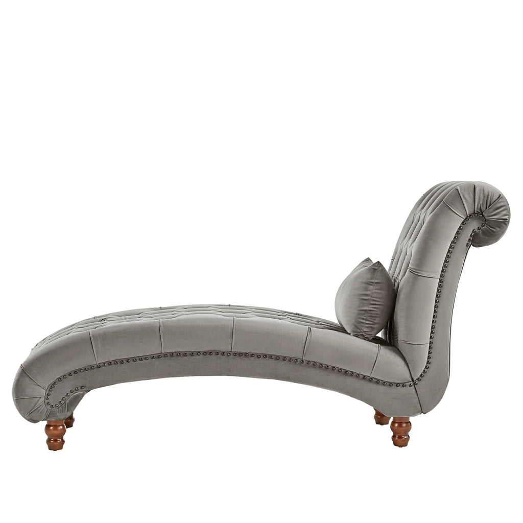 Grey Velvet Tufted Lounge Chair with Matching Pillow X522