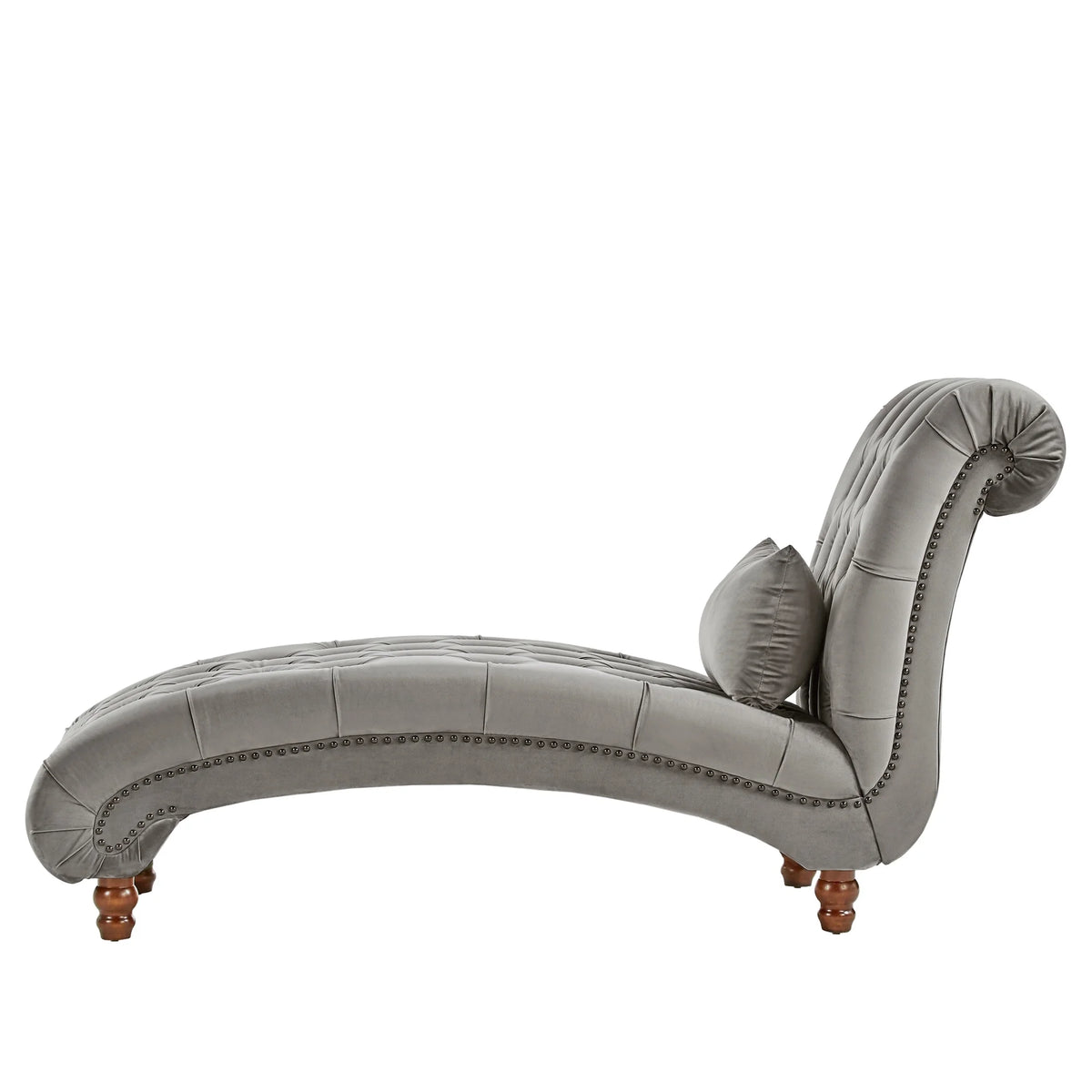 Grey Velvet Tufted Lounge Chair with Matching Pillow X522