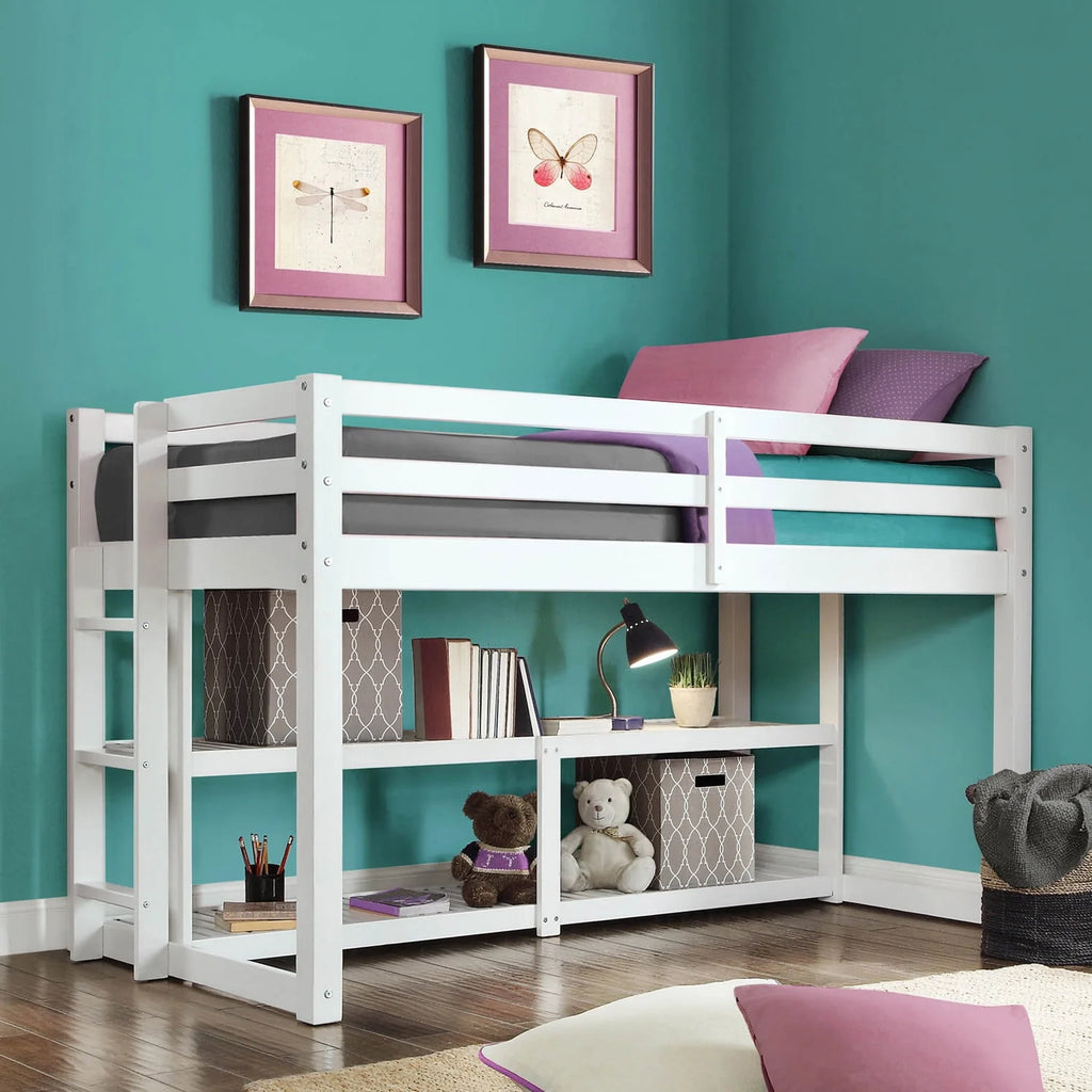Black Twin Loft Storage Bed W85771