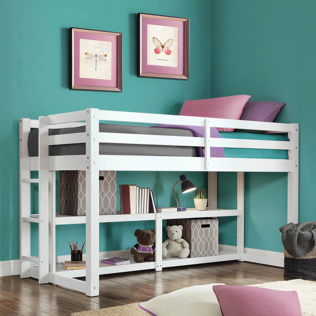 Black Twin Loft Storage Bed W85771