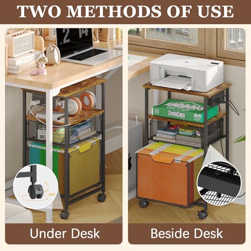 4-Tier Rolling File Cart with 2 Drawer K1000