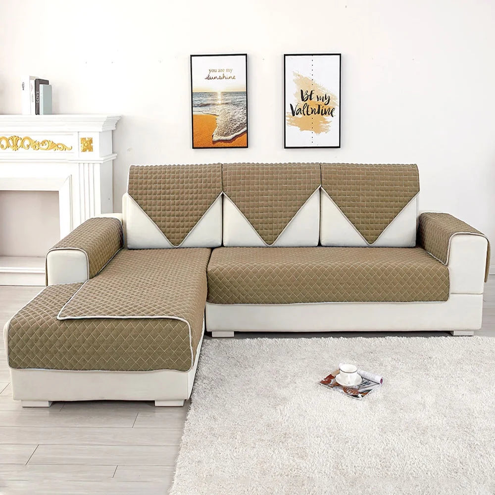 Grey L-Shaped Sectional Couch Cover Furniture Protector N203
