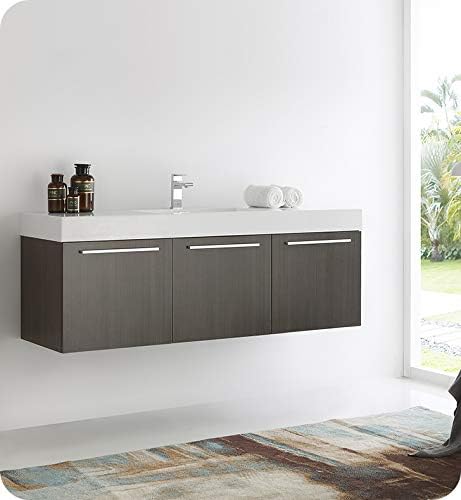 Gray Oak Wall Hung Single Sink Bathroom Cabinet V22987