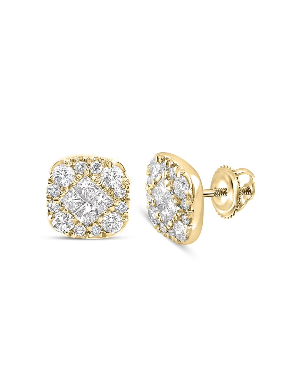 14kt Yellow Gold Princess Square Diamond Earrings U37834