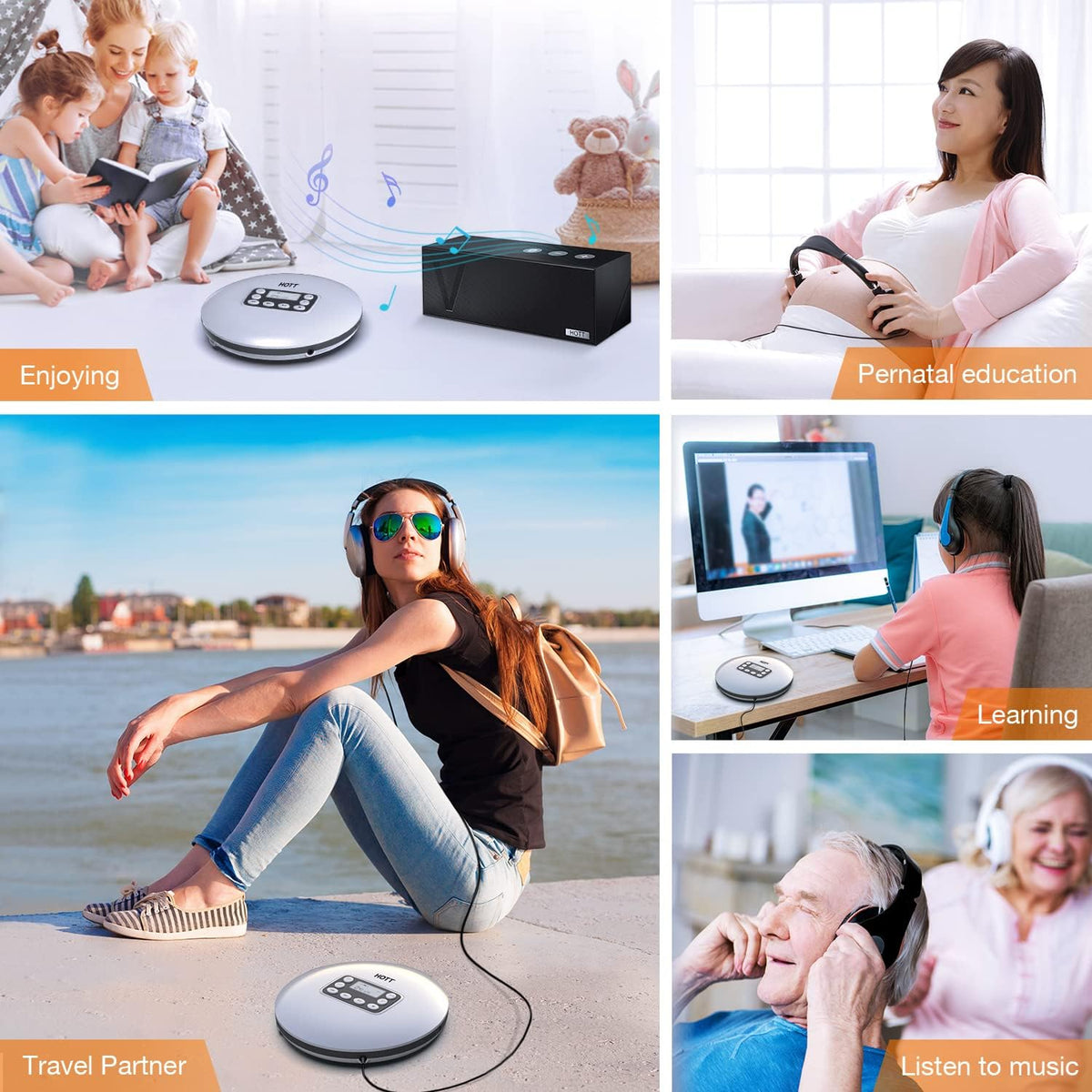 Rechargeable Portable CD Player with Bluetooth D517