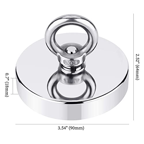 Magnet Fishing Kit 1000 LBS Pulling Force Neodymium Round Magnet 3.54inch Diameter P503