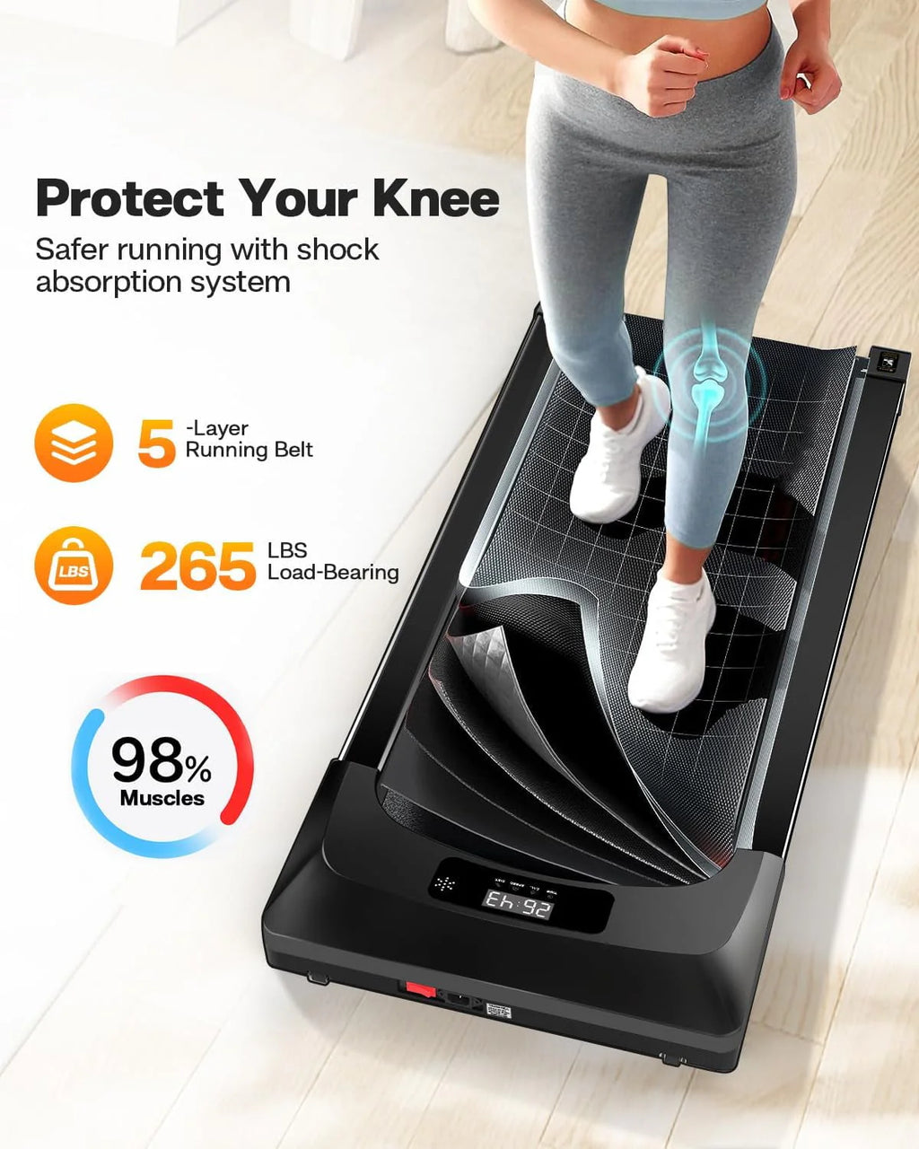 2.5HP Slim Under Desk Treadmill with Remote Control E64129