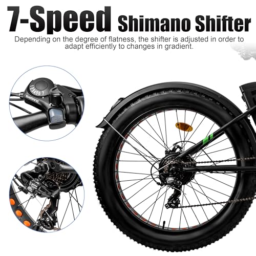 26" Electric Bike with 4.0" Fat Tire, Peak 1500W Rear Hub Motor, Disc Brakes, Front Suspension, 7 Speed M36894