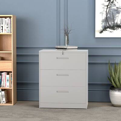 White 3 Drawer Metal File Cabinet P2673