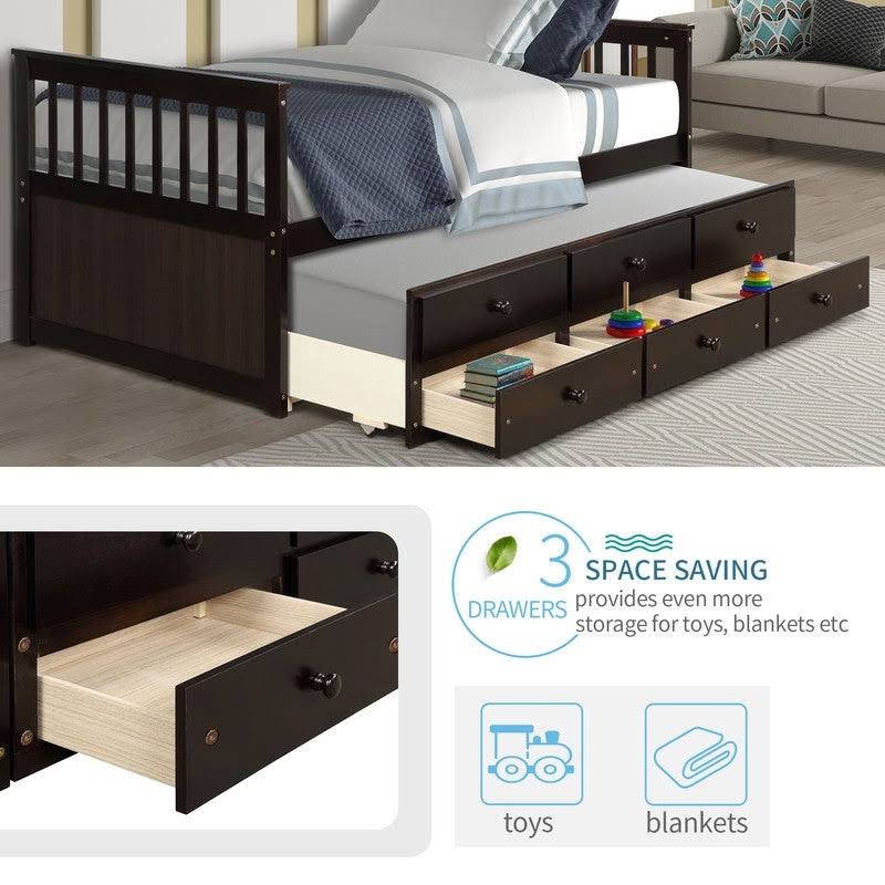 Twin Bed with Trundle and Storage Drawers A165592