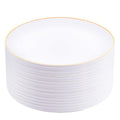 50 Pcs Gold Rim White Plastic Dinner Plates Y8231