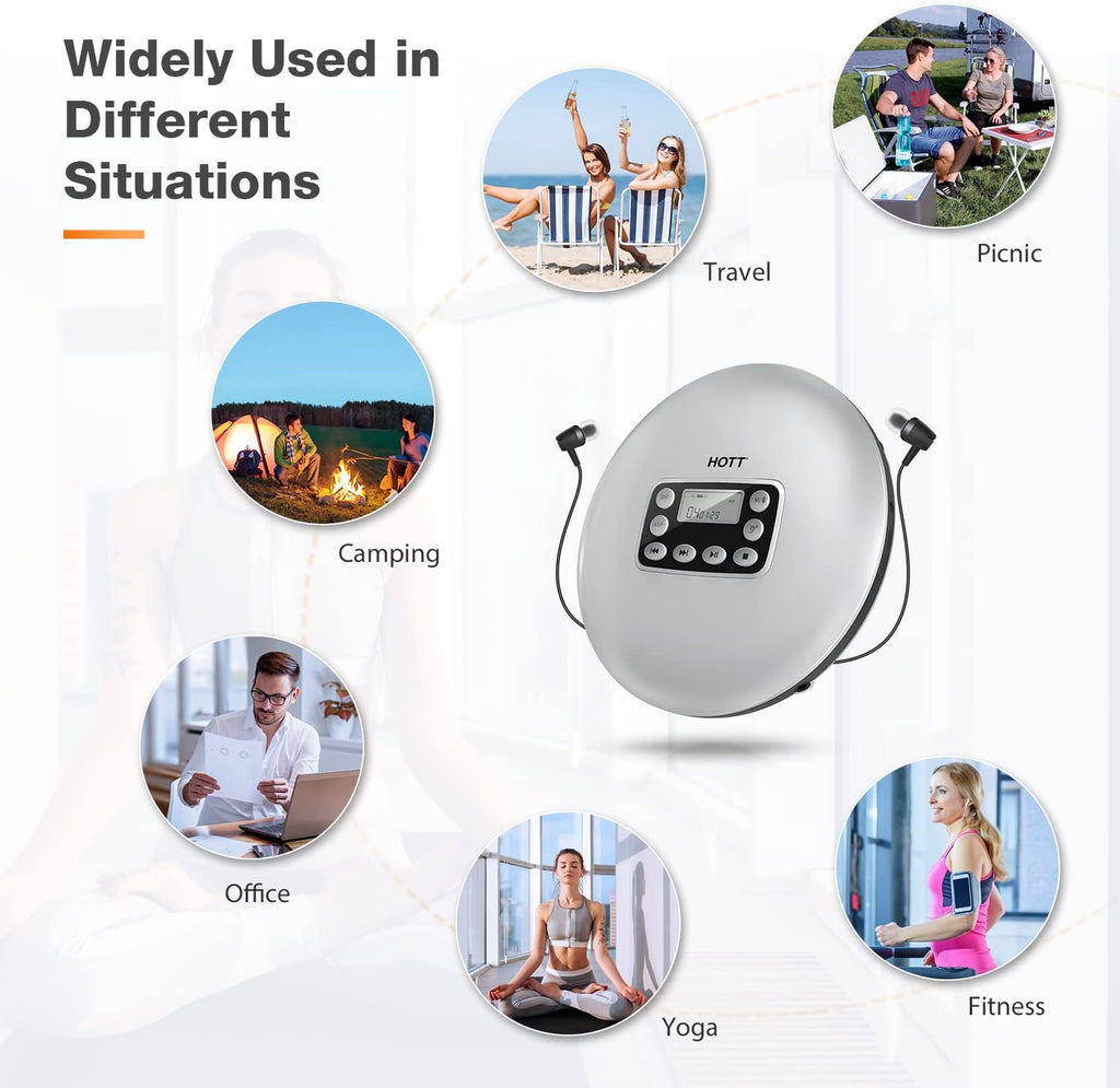Rechargeable Portable CD Player with Bluetooth D517