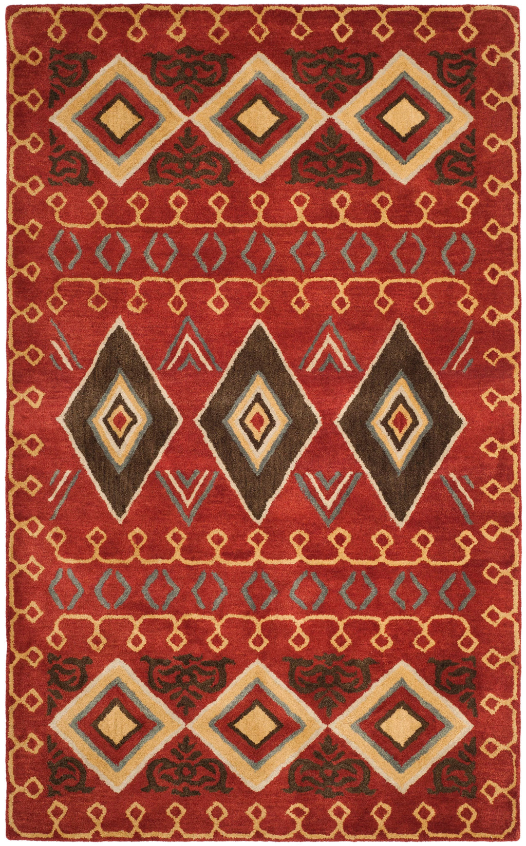 Red Multi Southwestern Wool Area Rug 5' x 8' N896