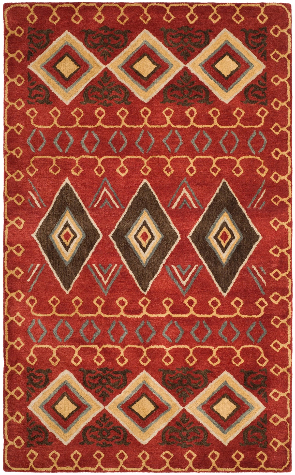 Red Multi Southwestern Wool Area Rug 5' x 8' N896