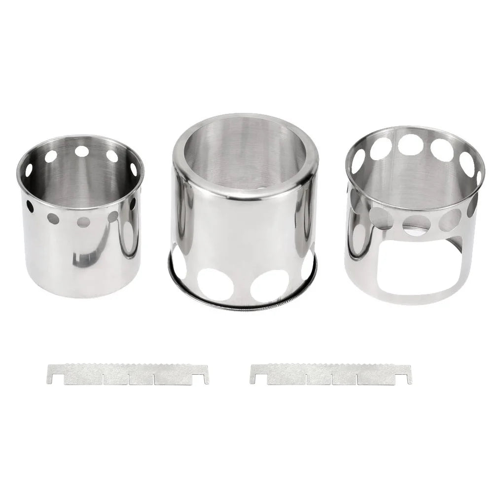 Compact Wood Burning Stove and Cooking Pot Set O907