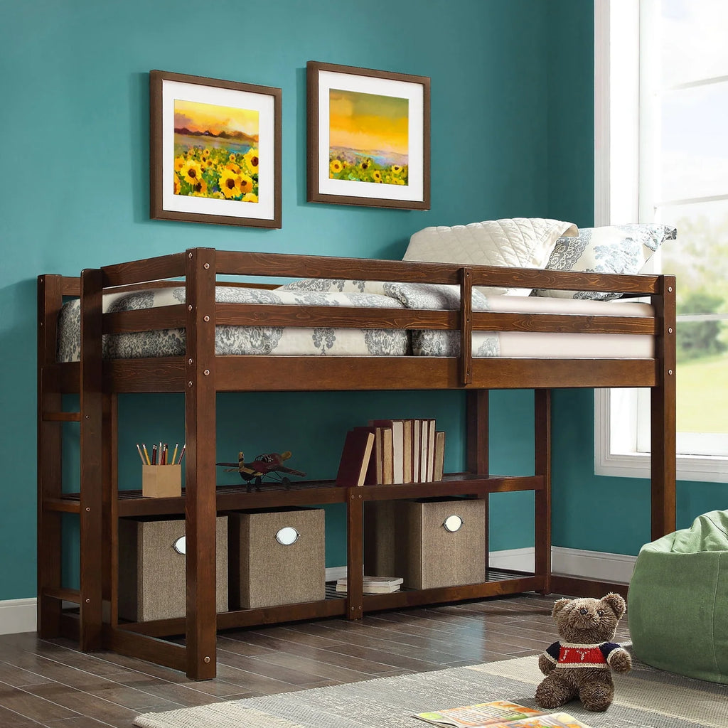 Black Twin Loft Storage Bed W85771