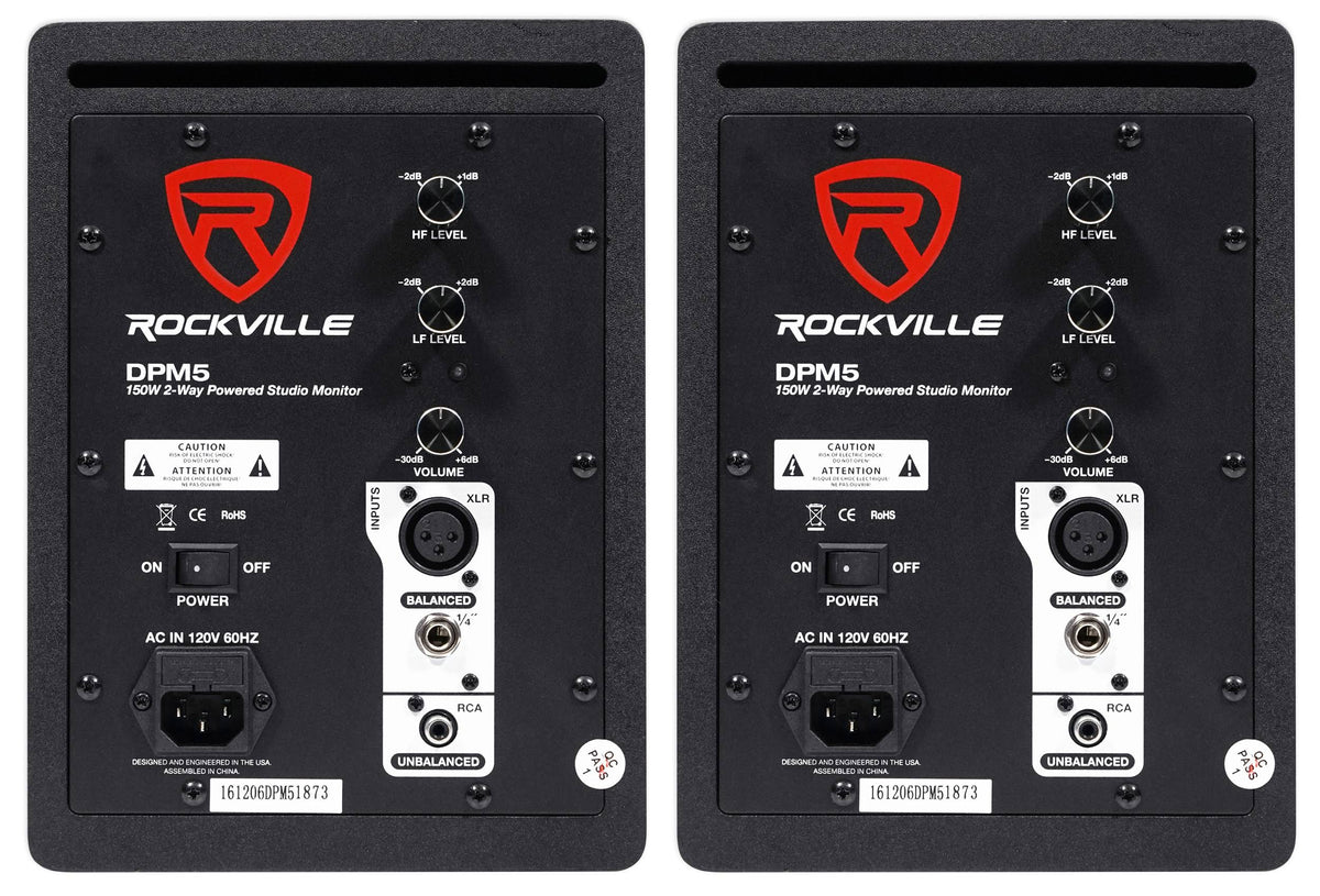 300W Dual Active Studio Monitors with Stands Headphones Mic Y678