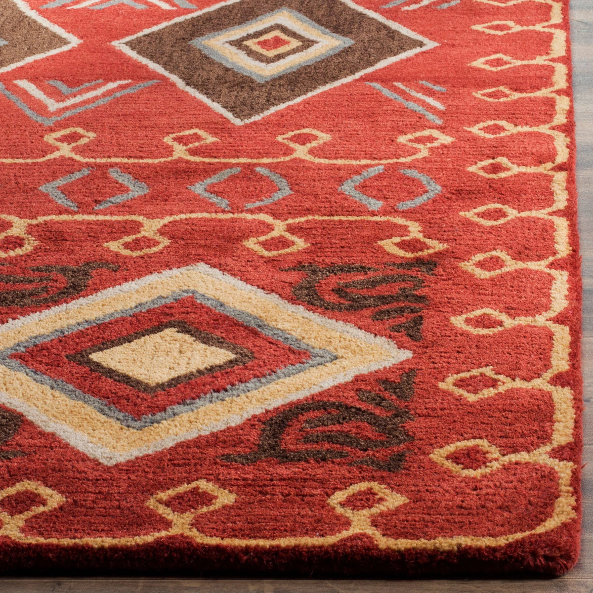 Red Multi Southwestern Wool Area Rug 5' x 8' N896