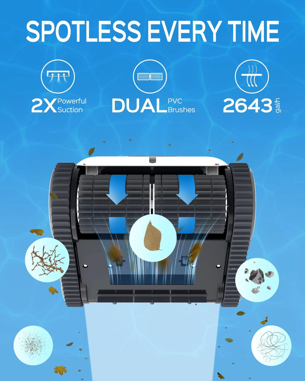 Cordless Robotic Pool Cleaner with Wall Climbing R717630