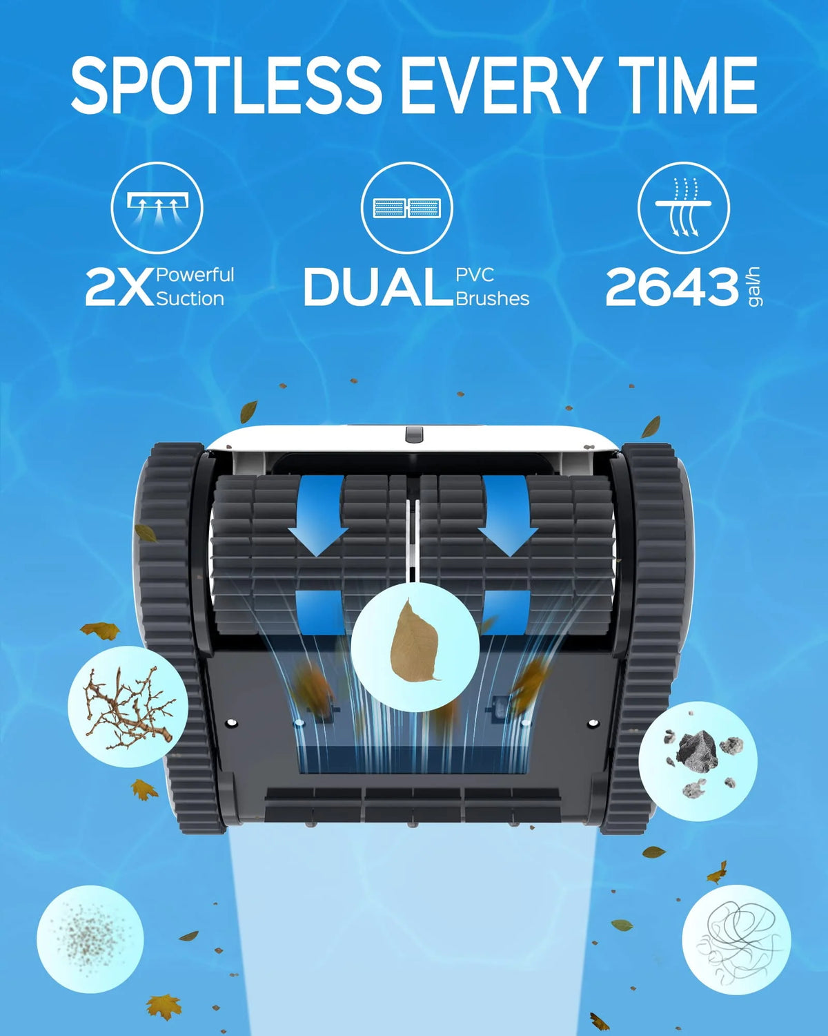 Cordless Robotic Pool Cleaner with Wall Climbing R717630