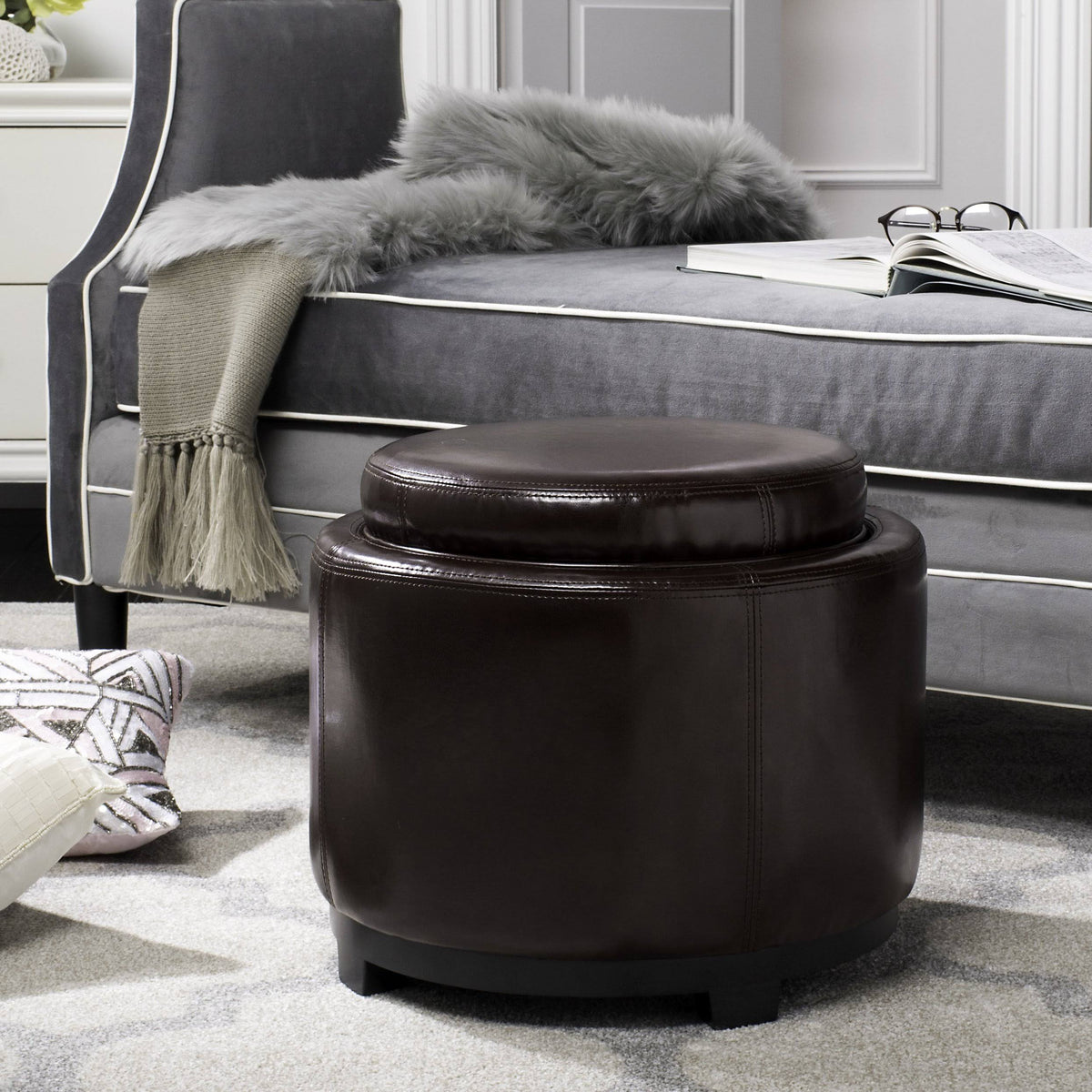 Round Storage Tray Ottoman H751