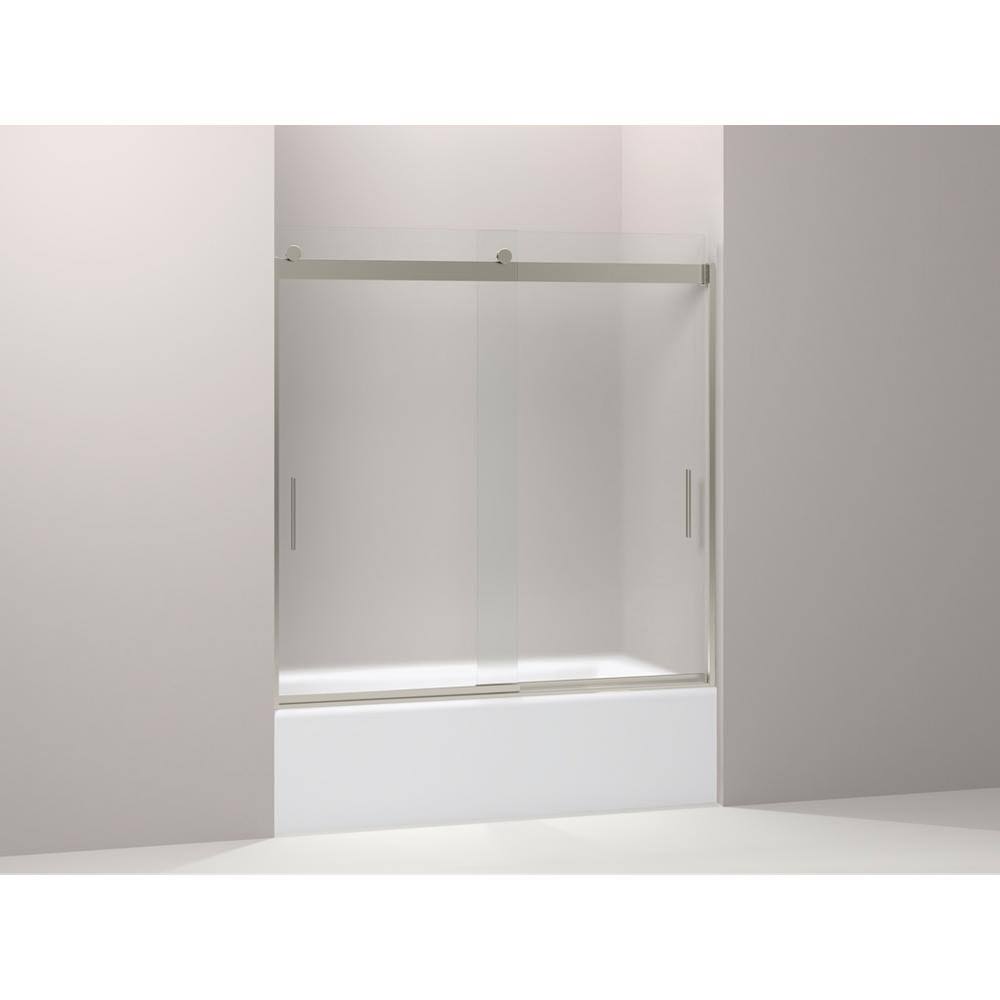 Frameless Sliding Bath Door with Frosted Glass, Matte Nickel J51131