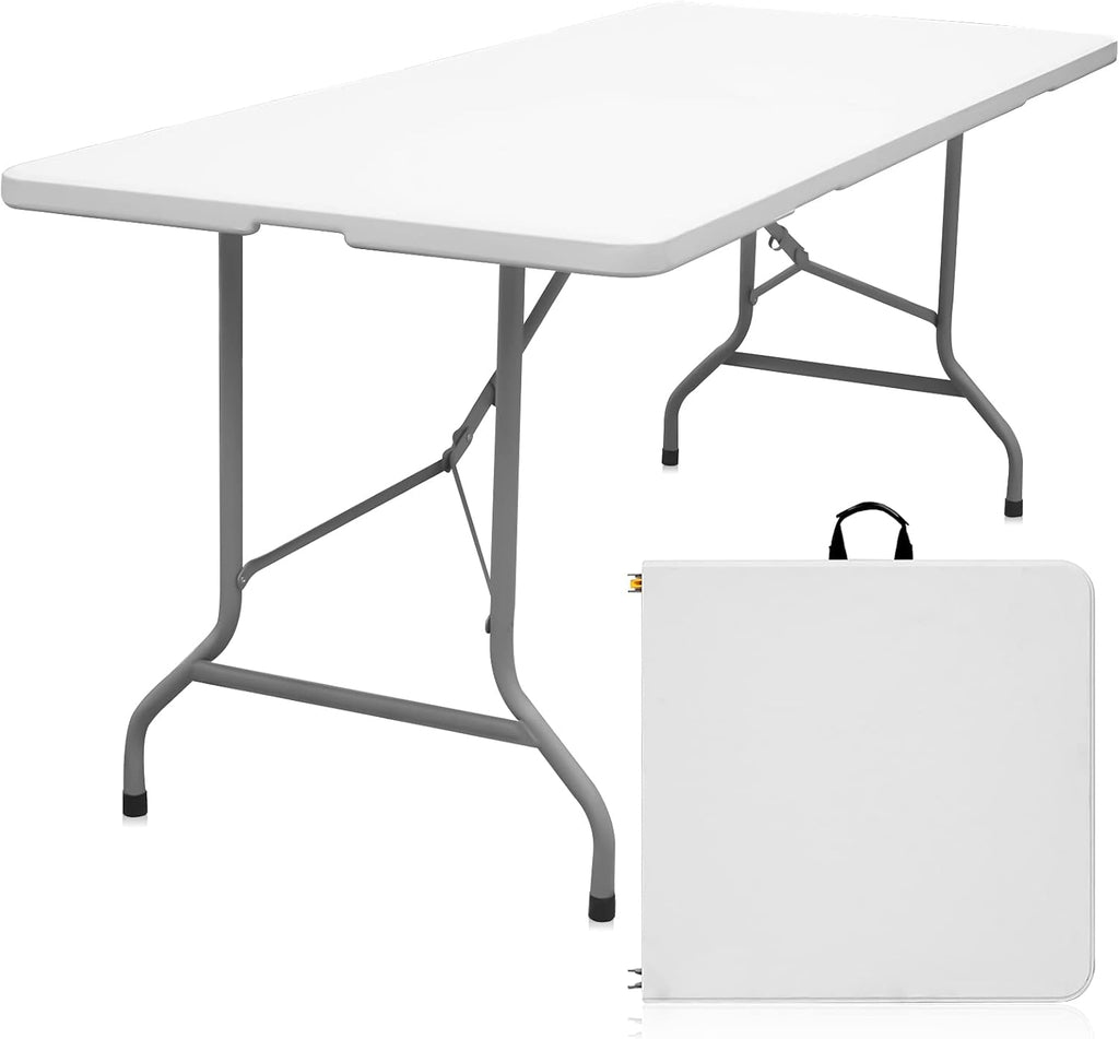 White 4FT Adjustable Folding Plastic Table D495