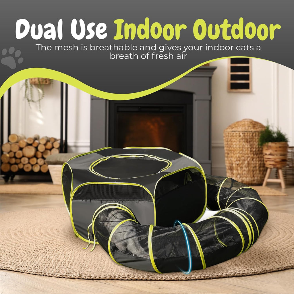 Outdoor Cat Enclosures Playground with Claw Proof Tunnel and Floor V944