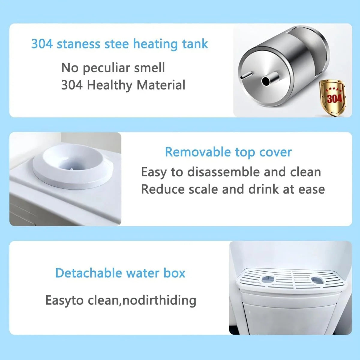 White Top Loading Hot and Cold Water Dispenser for 5 Gallon Bottle with Storage Cabinet & Child Safety Lock Y7858
